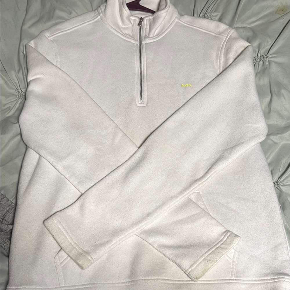 Michael Kors White Zip Up Sweater